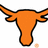 Pixelated orange shape with black outline resembling a stylized bull's head and horns on white background, small light brown pixel cluster near bottom right.