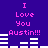 Purple background with pink text reading "I Love You Austin!!!" and white horizontal bars in two , animated to shift positions