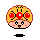 Pixelated character with yellow mushroom cap, red spots, black eyes, pink cheeks, and mouth variations