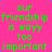 Green text on bright pink background repeats 'our friendship is wyyy too important' in a pattern with scattered blue dots