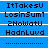 Blue background with black pixelated text arranged in three , separated by white horizontal lines and dotted dividers