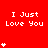 Red background with white pixelated text 'I Just Love You' repeated across multiple and , surrounded by white star symbols in various quantities