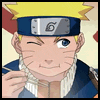 A character with spiky yellow hair and whisker marks wears a blue outfit, silver necklace, and headband with a metal plate showing a stylized '6' symbol.