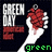 A pixelated image of a white hand holding a red grenade with a silver pin, set against a dark background with 'GREEN DAY' text and green 'green day' text below.