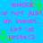Pixelated text and green square icons on a bright blue background, with repeated phrases and emoticons.