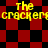 Yellow text reading "The crackers" on a red and black checkered background with diamond-shaped patterns.