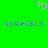 Green background with a pink pixelated heart icon above two blue text instances reading 'Luke<333' side by side.