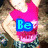six pixelated images showing a person in a pink top with blue text overlays changing across frames