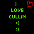 Green text 'i LOVE CULLIN' with emoticons and a red heart symbol on black background.
