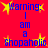 Red background with blue text reading "Warning: I am a Shopaholic" surrounded by yellow starbursts, repeated in a