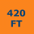 Orange background with blue text displaying '420 FT', '120 MPH', 'TOP', 'THRILL', and 'DRAGSTER' in pixelated font.