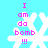 Pixelated white snowflake on cyan background with pink text "I am da bomb !!!" in four identical