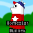 Pixelated character with red, white, and blue colors stands against green grass and light blue sky background; text below reads "Homestar Runner".