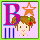 identical cartoon-style icons featuring a girl with brown hair, red flower, pink 'B', orange star, and blue stripes on light purple background
