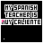 A 4x4 grid of animated frames showing a pixel art animation where the text "MY SPANISH TEACHER IS MY CALIENTE" changes color and lettering across frames, with small white dots appearing in different positions on a black background.