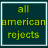 A contact sheet of five animated frames showing the text "all american rejects" in different colors on a dark teal background with light blue borders.