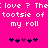 Pixelated text on bright pink background with two of heart symbols below
