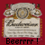 Two side-by-side animated frames of a pixelated beer mug icon with text on a red background, showing slight animation differences in the bottom text.