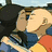 Pixelated anime-style image of two characters kissing on a bright pink background with dark green text.
