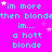 A bright pink background with cyan text repeating "im more then blondethen blon" and "im... a hott blonde" in multiple , interspersed with small white and light purple stars