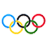Olympic rings symbol with blue, yellow, black, green, and red interlocking circles on white background next to text 'My Dream' in pixelated font.