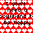 Red and white pixelated heart pattern background with repeated black text "I don't need a boyfriend to be happy" in two