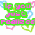 Pixelated text in pink and green with heart outlines, arranged in four sections on a white background.