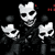 A 2x2 contact sheet of four animated frames from an AIM buddy icon featuring The Mad Capsule Markets, showing a character with skull-like faces and the band's logo in red and white.