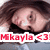 four shows a person with long brown hair in a static pose, with text overlays reading "Mikayla <3!", "Nicole <3!", and "Griecco <3!" in red, pink, and blue respectively