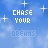 Blue sky background with white clouds and stars, featuring repeated text 'CHASE YOUR DREAMS' in pixelated font.