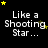 Black background with white text "Like a Shooting Star..." and yellow stars in various positions