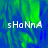 Pixelated blue and green abstract background with white text 'sHaNnA' repeated across three sections, one section showing a gray rectangle.