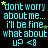 Pixelated cyan text on black background with yellow stars, repeating 'dont worry about me... i'll be fine what about u? <3'