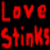 Red neon-style text and heart outlines on black background with gray corner, animated as hearts flicker.