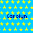 Blue background with yellow stars and repeated dark blue text "Carolyn" in a pattern