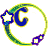 A circular icon with a green and yellow border, blue 'C' letter inside, and star-shaped decorations in various colors around the perimeter.