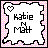 Pixelated icon with pink and white checkered border, black outline frame, heart symbol, and text 'Katie' above 'Matt'.