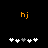 Two orange 'hj' text elements above white and gray plus signs on black background, with one sign changing from white to gray between frames.