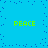 Blue background with scattered dark blue dots and four instances of the word PEACE in bright green pixelated text.