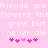 Pixelated text on pink background with two of hearts, each showing a different heart sequence