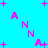 A static image with a bright cyan background featuring scattered pink plus signs and alternating pink 'A' and 'N' letters in a pixelated font.