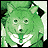 Pixelated green cartoon animal mascot with white chest and black eyes on left, next to pixelated text "Anime IM" above smaller "COM" on right side of contact sheet.