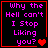 Four identical display purple text on black background with red border; heart symbols change from one to two to three to four across frames
