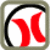 Static square icon with rounded corners featuring a red stylized 'X' shape inside a black curved line on white background, bordered by gray frame.