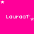 A bright pink background with white text reading 'LouraaT' repeated in a , surrounded by small white and light pink stars