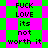Pixelated text 'FUCK LOVE its not worth it' repeated in a pattern on alternating green and pink background squares