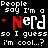 A 4x3 contact sheet of a pixel-art animation showing repeated text "People say I'm a Nerd so I guess so I guess so I guess so I guess I'm cool...?" with red and white lettering on black background, displaying frame-by-frame changes in the word "Nerd".