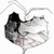 A pixelated heart-shaped icon with a black and white gradient, featuring a small pinkish-red detail on the lower right side, set against a plain white background.