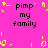 A static image with a bright pink background featuring four identical text blocks and scattered yellow pixelated shapes.