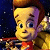 Pixelated cartoon character with brown hair and yellow skin holding a red object against dark blue background, next to green text reading "Original Icons .com" in pixel font.